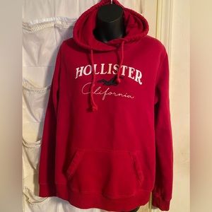 Rock bottom price! RED HOLLISTER APPLIQUE LOGO GRAPHIC HOODIE size Large